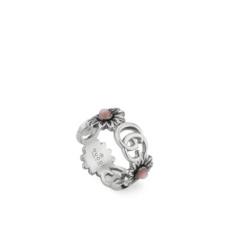 gucci double g mother of pearl ring|Gucci Sterling Silver Double G Mother of Pearl Flower Band Ring.